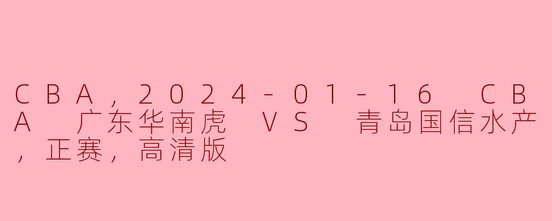 CBA，2024-01-16 CBA 广东华南虎 VS 青岛国信水产，正赛，高清版